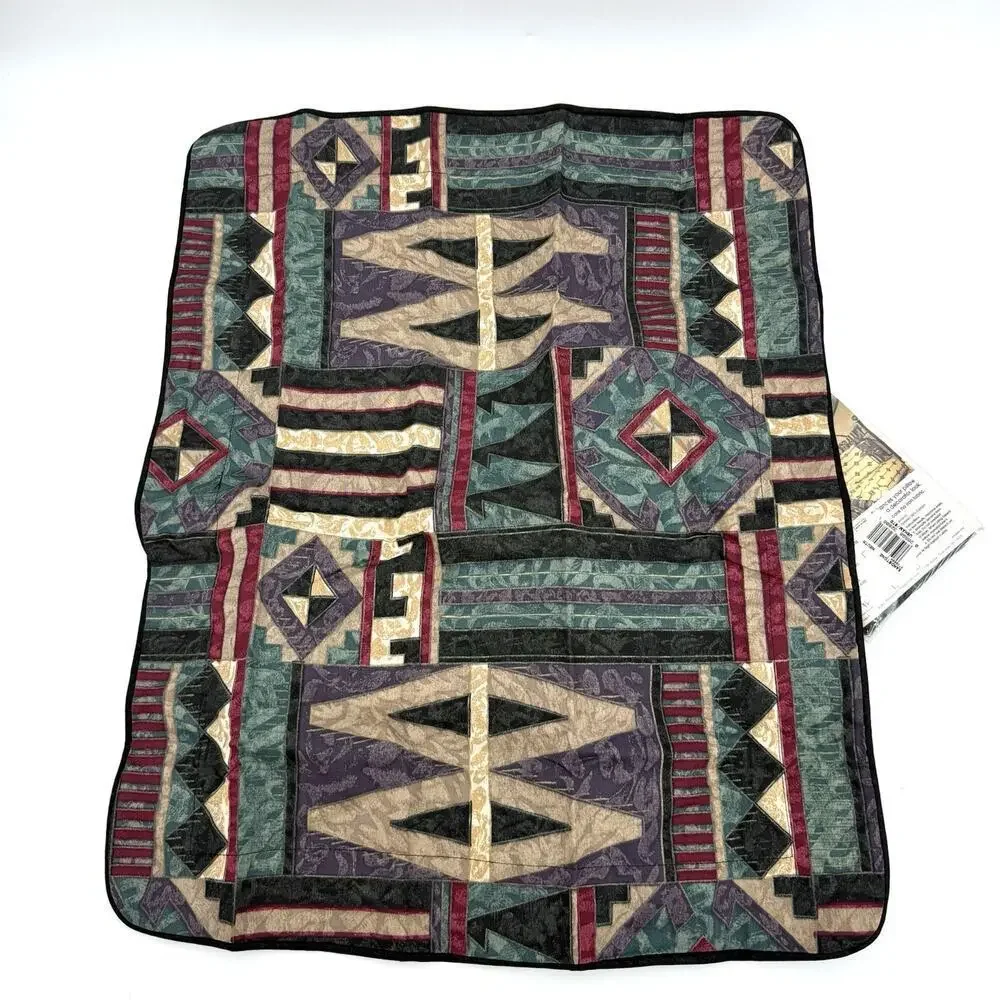 2 Vintage SPRINGS Standard Pillow Shams Usham Sandstone Geometric USA Made Retro